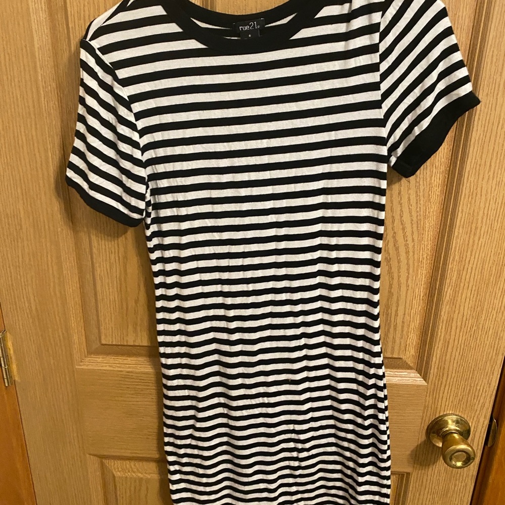 Black and white strip dress